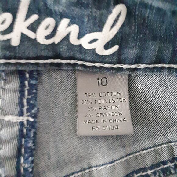 ND Weekend Jeans Women’s Size 10 Blue Denim Cross Embroidered Pockets Stretch - Picture 4 of 9